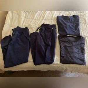 Two sets of Men’s Uniform Scrubs size large - Shirt/Pants - Navy Blue